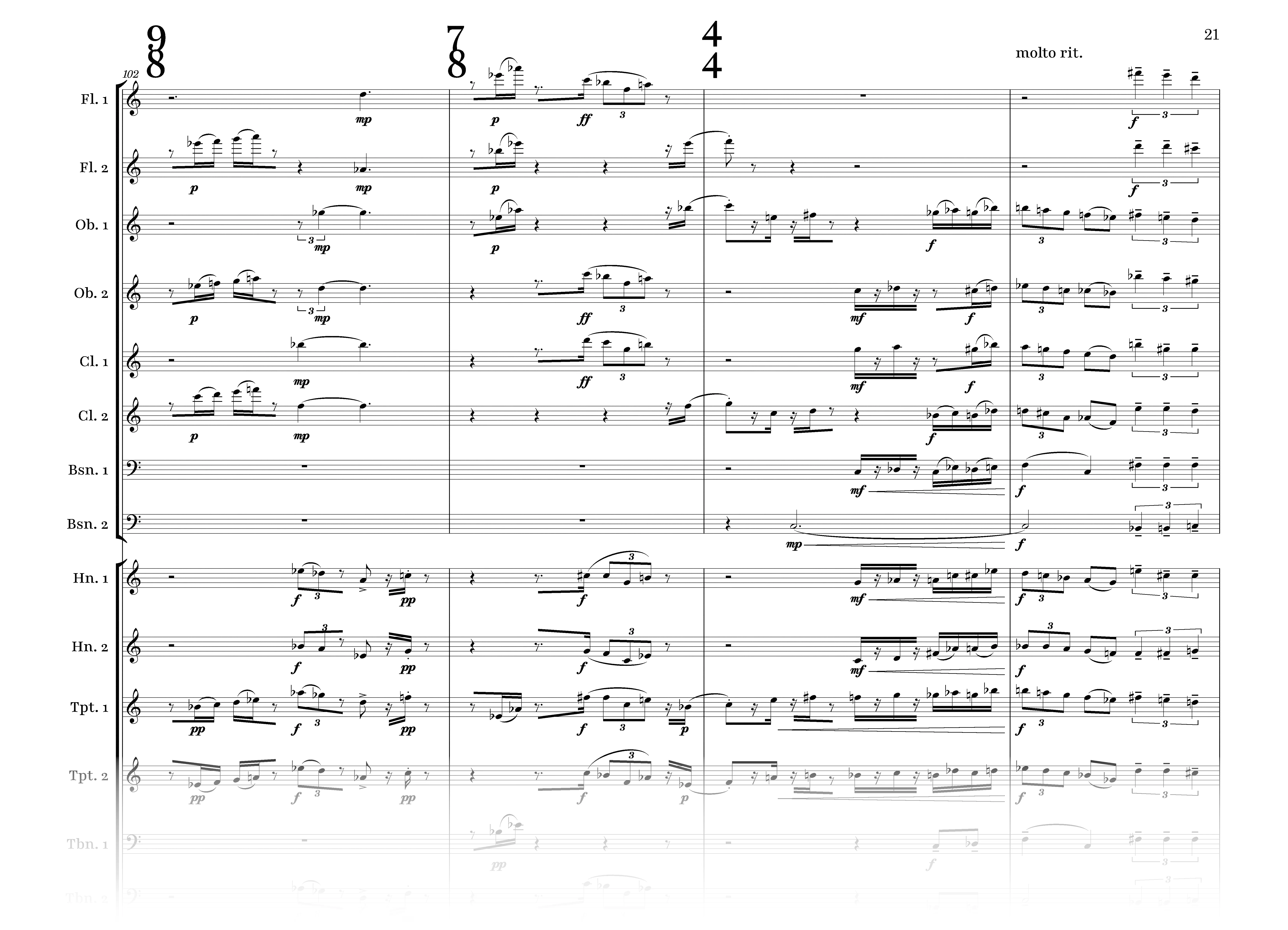 First page of the score: We fade away